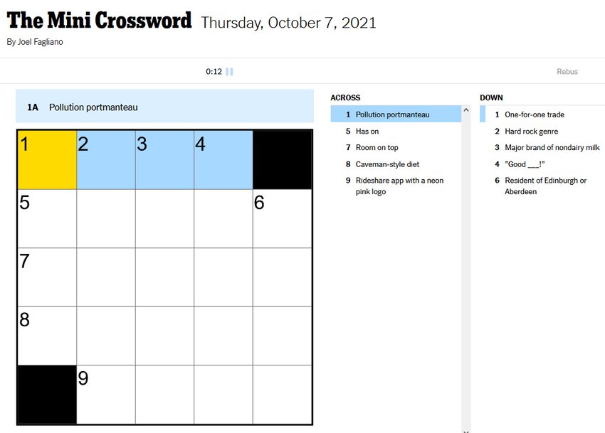 Ny times deals mini crossword